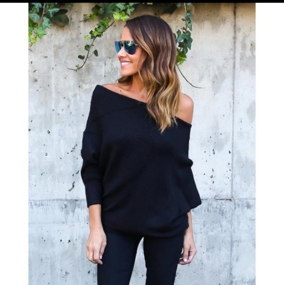 T&J Designs Sweaters - 3/$45 Off Shoulder Long Sleeve Ribbed Knitting Top